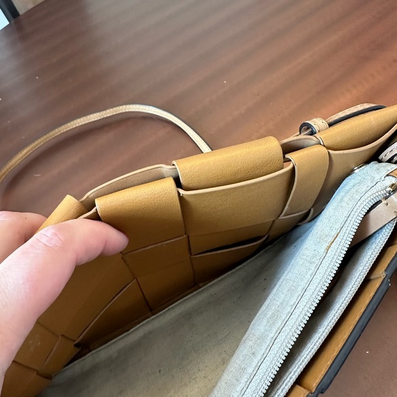 Michael Kors Woven Leather Clutch with Tassels and Strap Tan - Picture 8 of 11